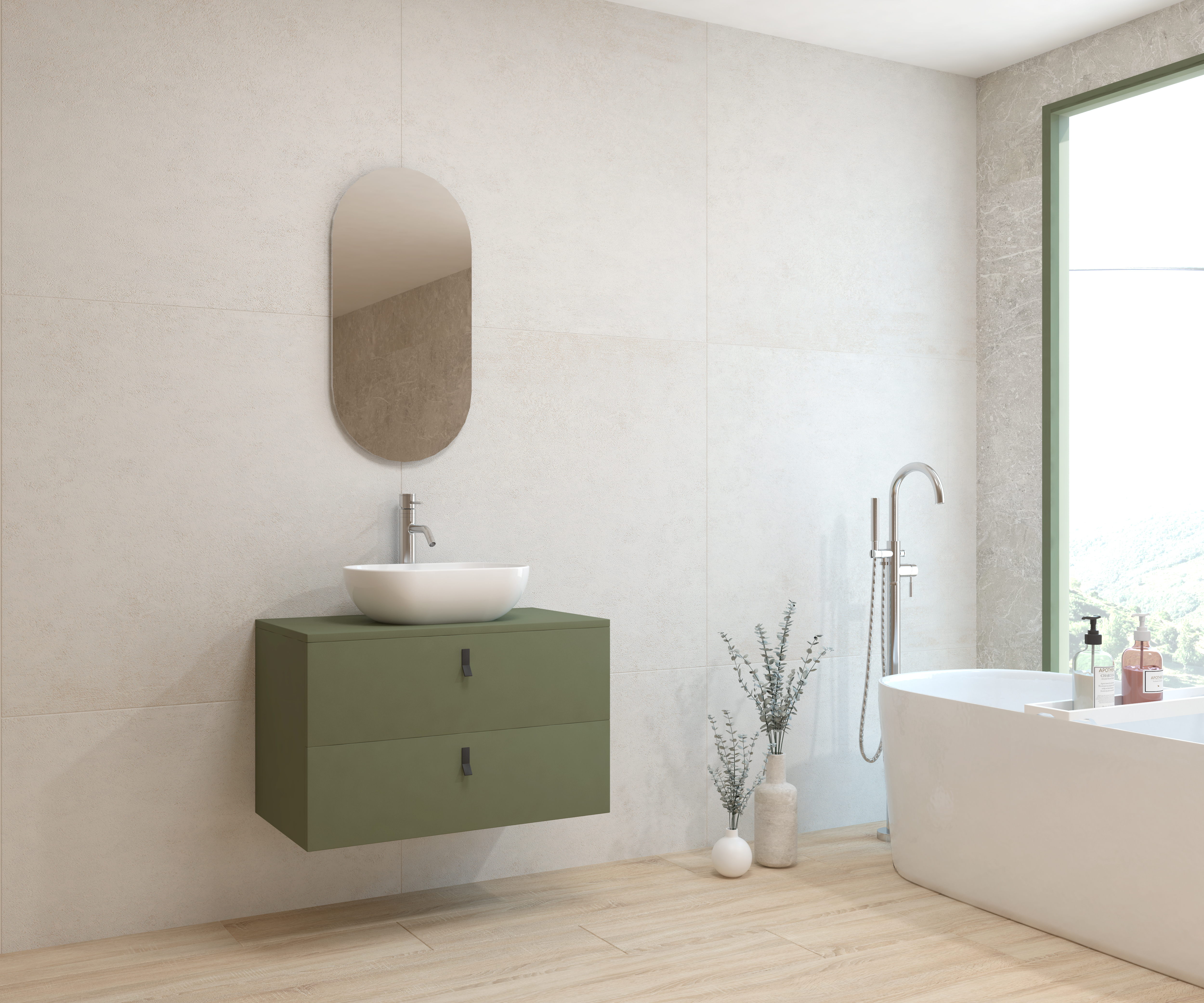 Pack ALEGHE COULEURS + lavabo + espejo cápsula