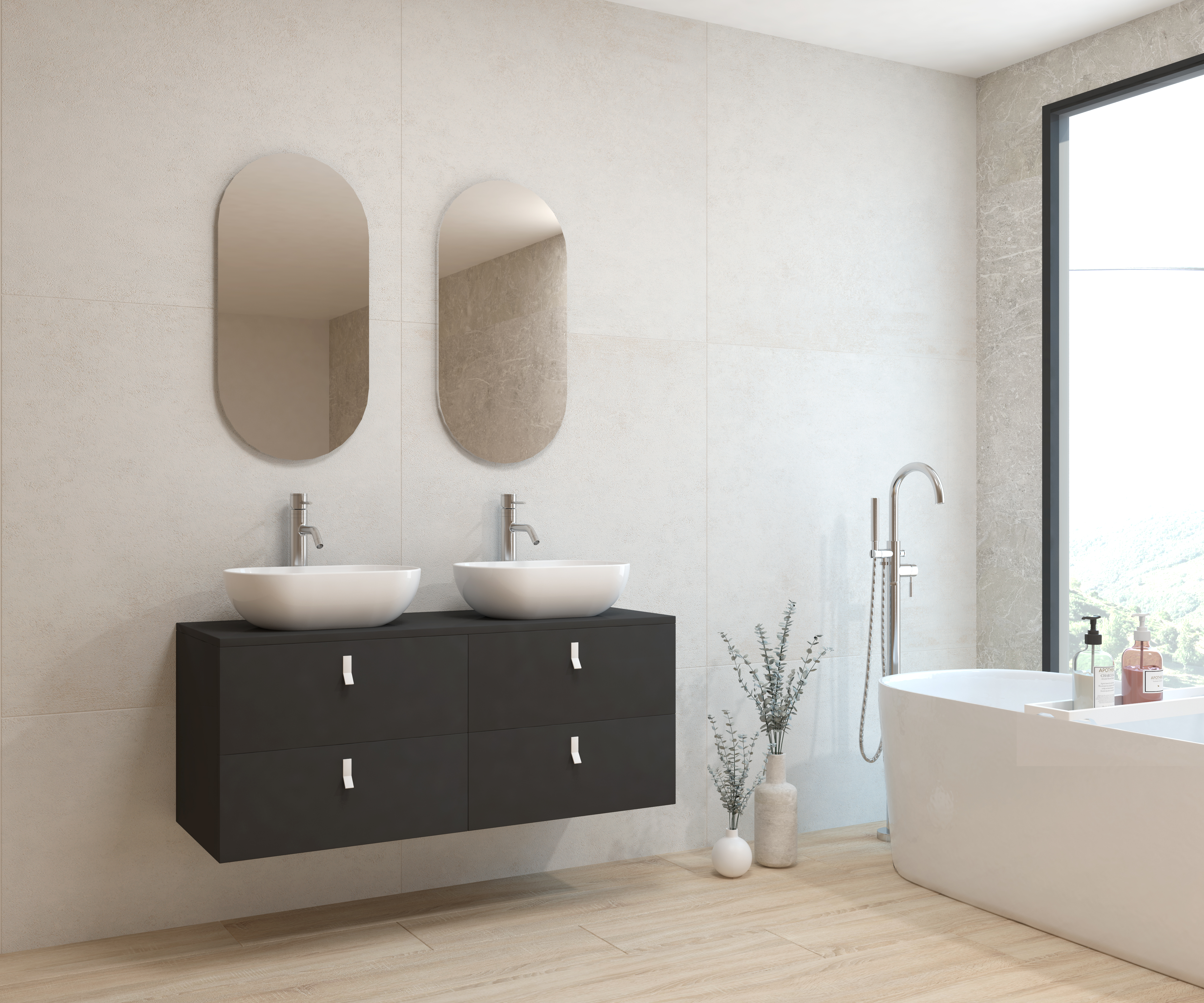 Pack ALEGHE COULEURS + lavabo + espejo cápsula