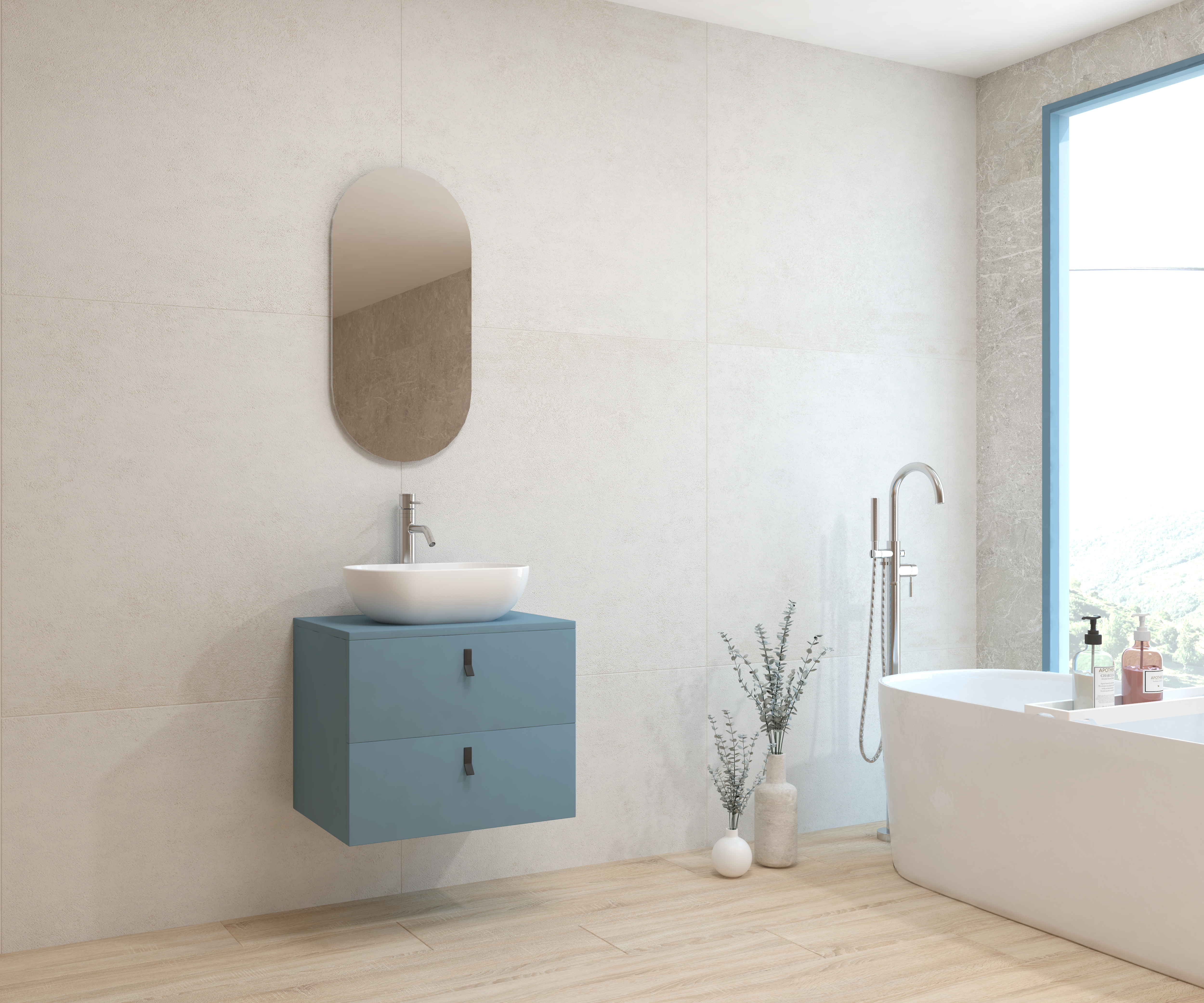 Pack ALEGHE COULEURS + lavabo + espejo cápsula