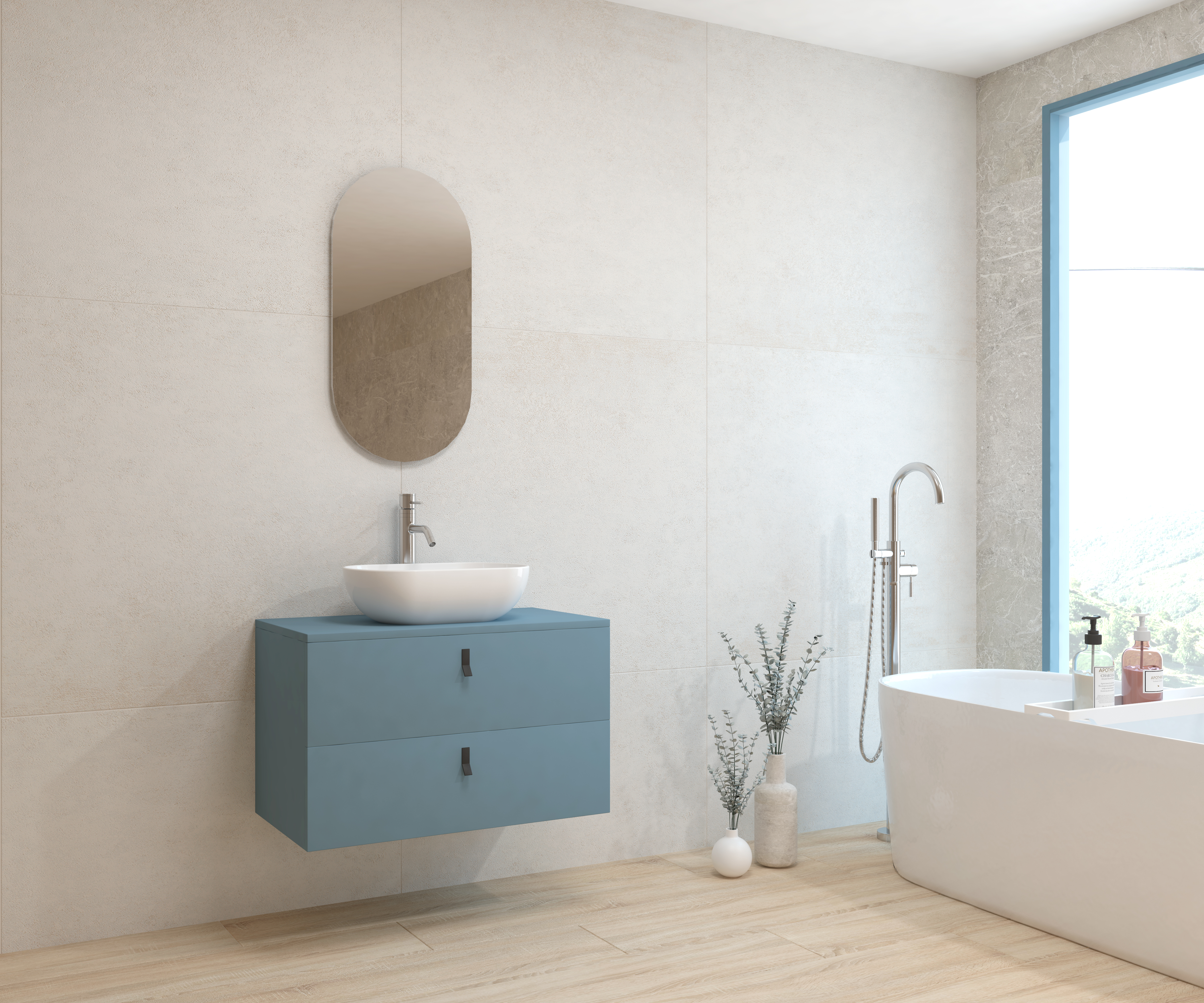 Pack ALEGHE COULEURS + lavabo + espejo cápsula
