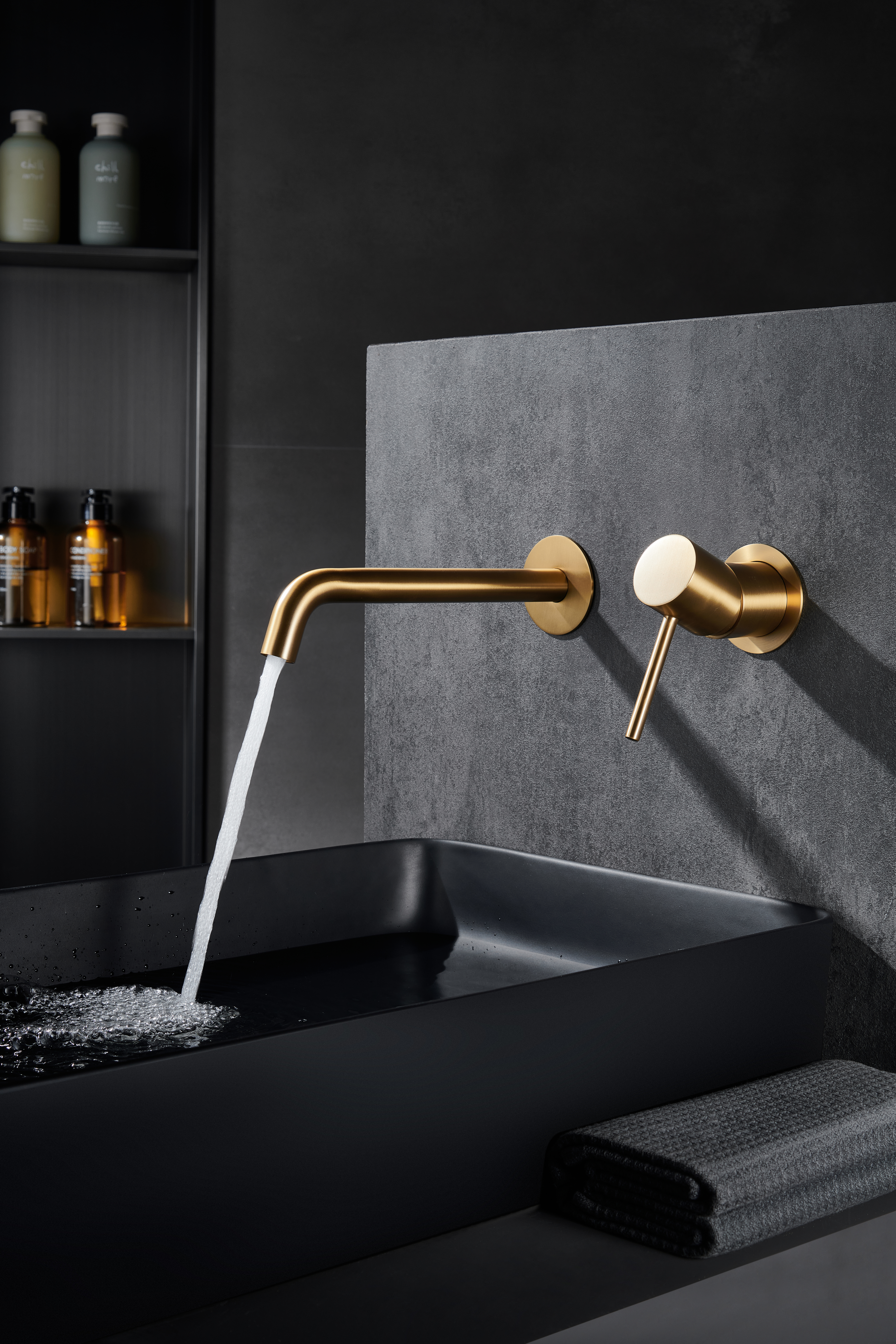 GRIFO LAVABO EMPOTRADO  TENERIFE ORO CEPILLADO