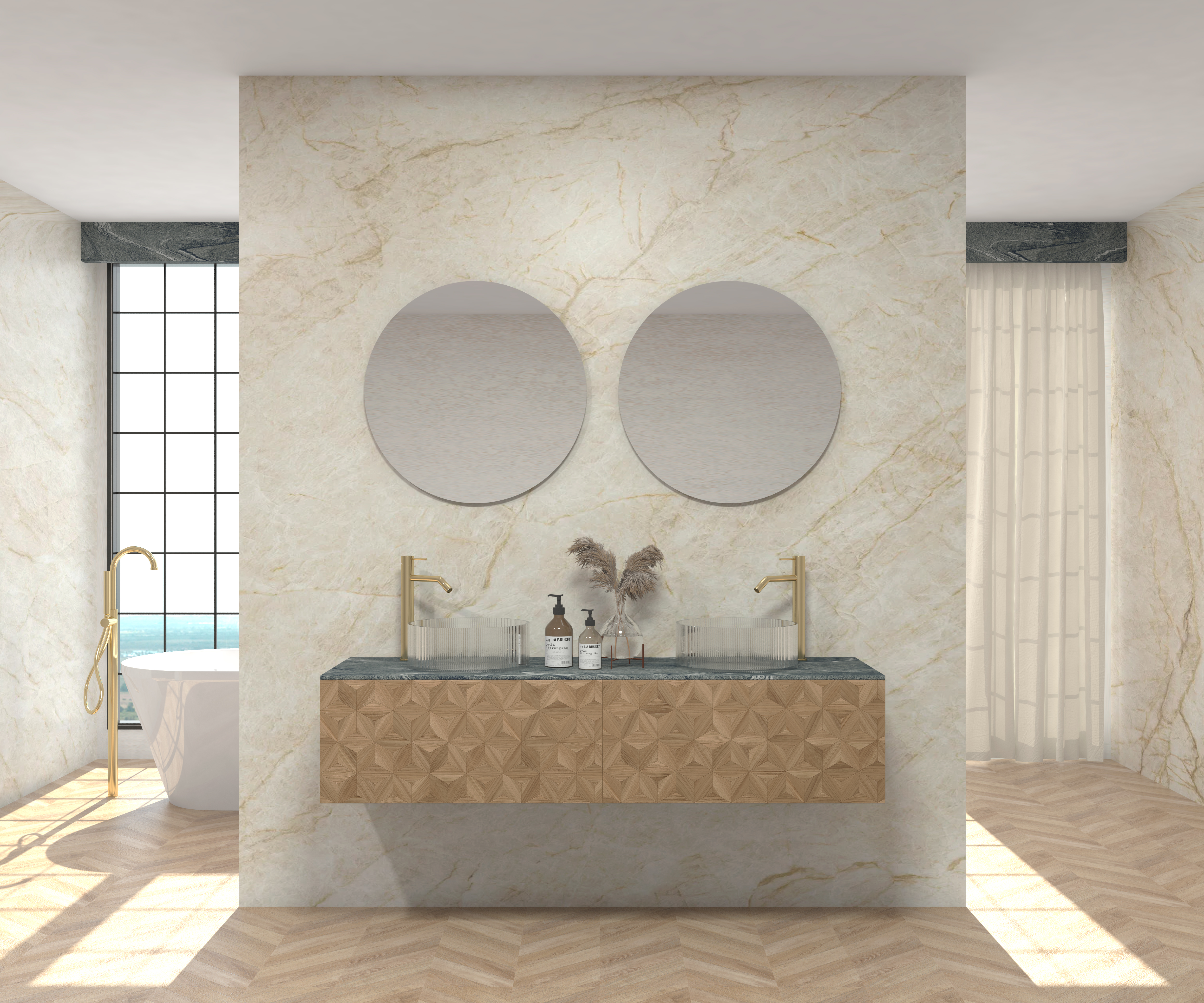 Pack MONET + encimera Sapienstone + lavabo + espejo circular