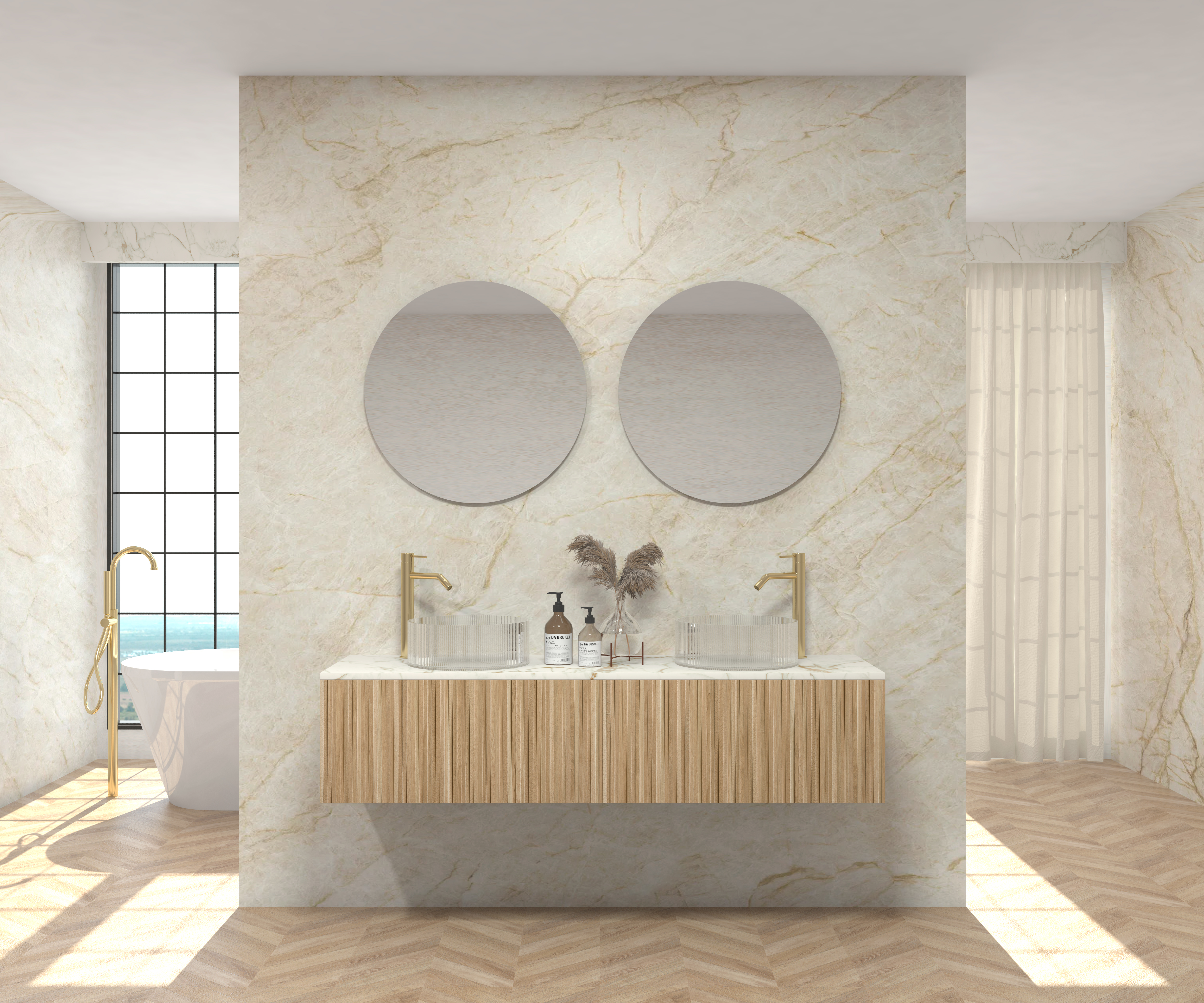 Pack MONET + encimera Sapienstone + lavabo + espejo circular