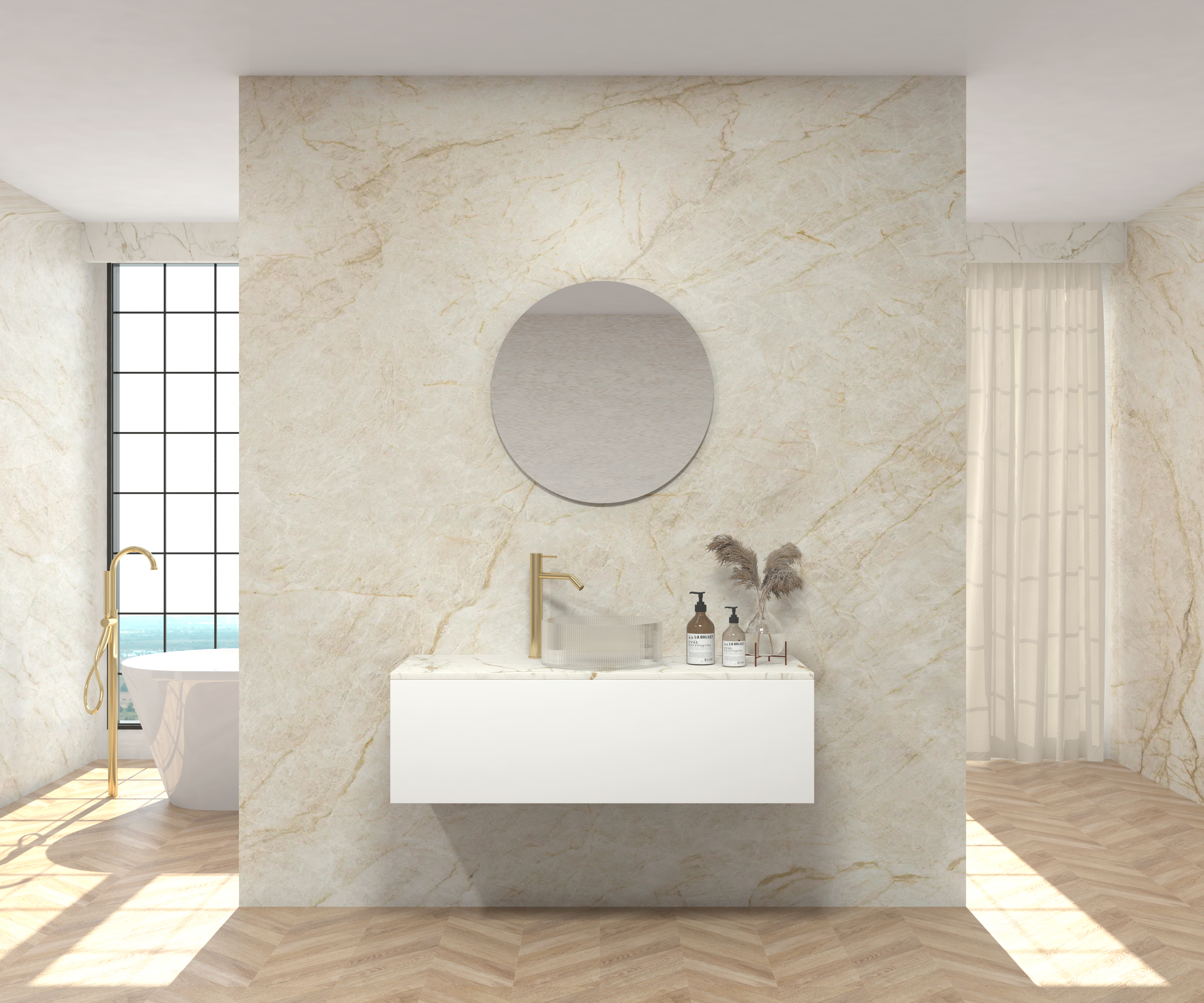 Pack MONET + encimera Sapienstone + lavabo + espejo circular