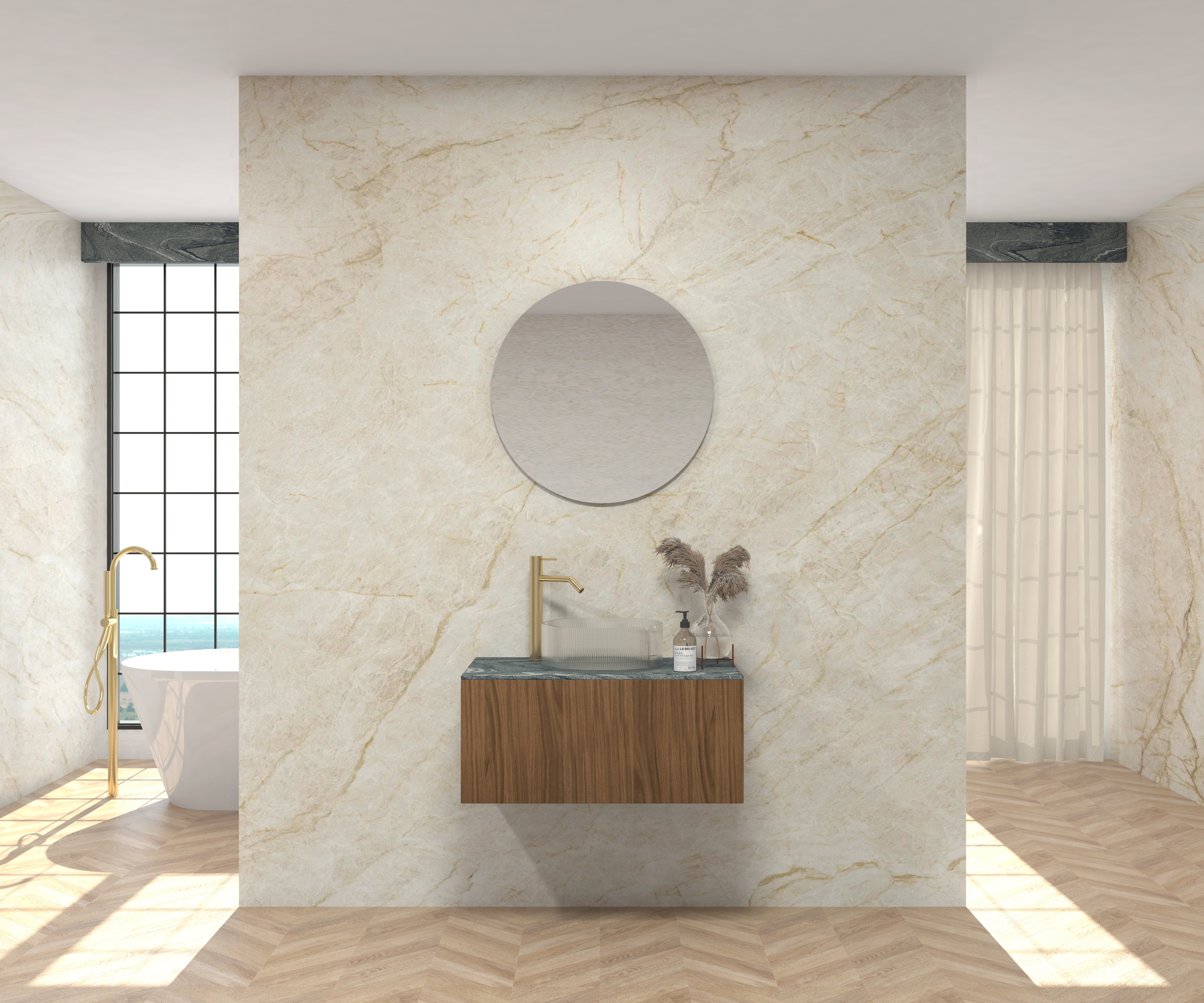 Pack MONET + encimera Sapienstone + lavabo + espejo circular