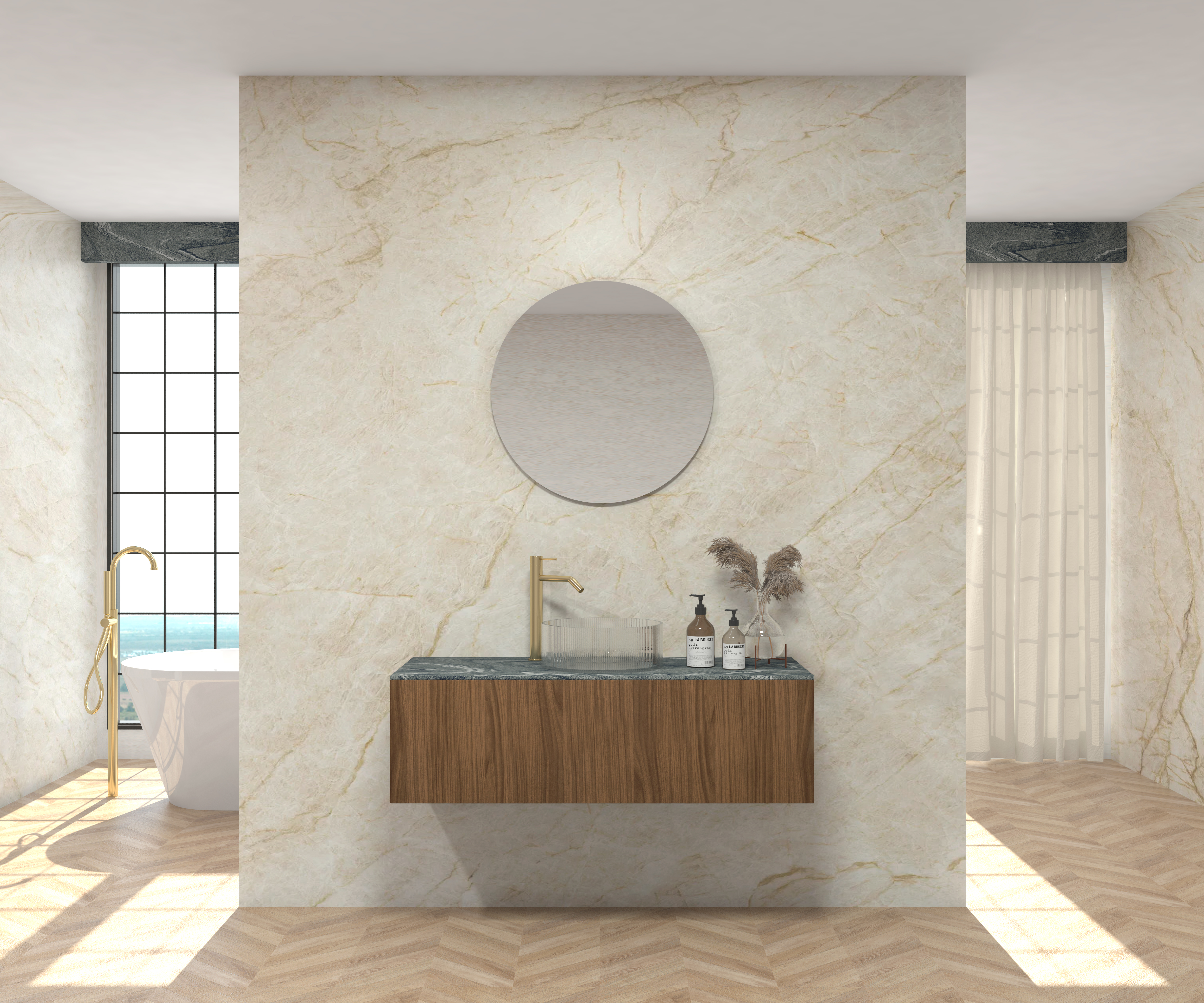 Pack MONET + encimera Sapienstone + lavabo + espejo circular