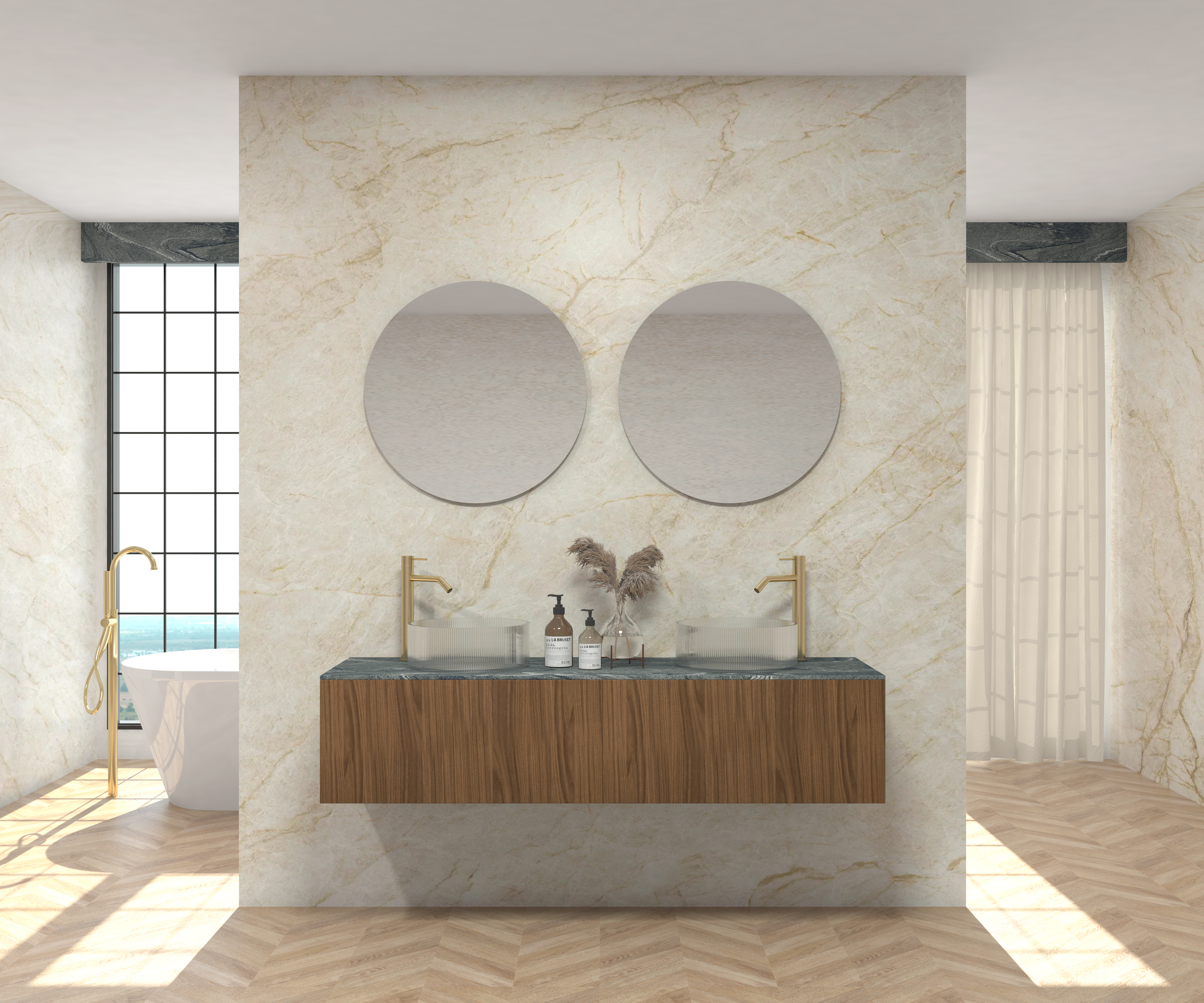 Pack MONET + encimera Sapienstone + lavabo + espejo circular