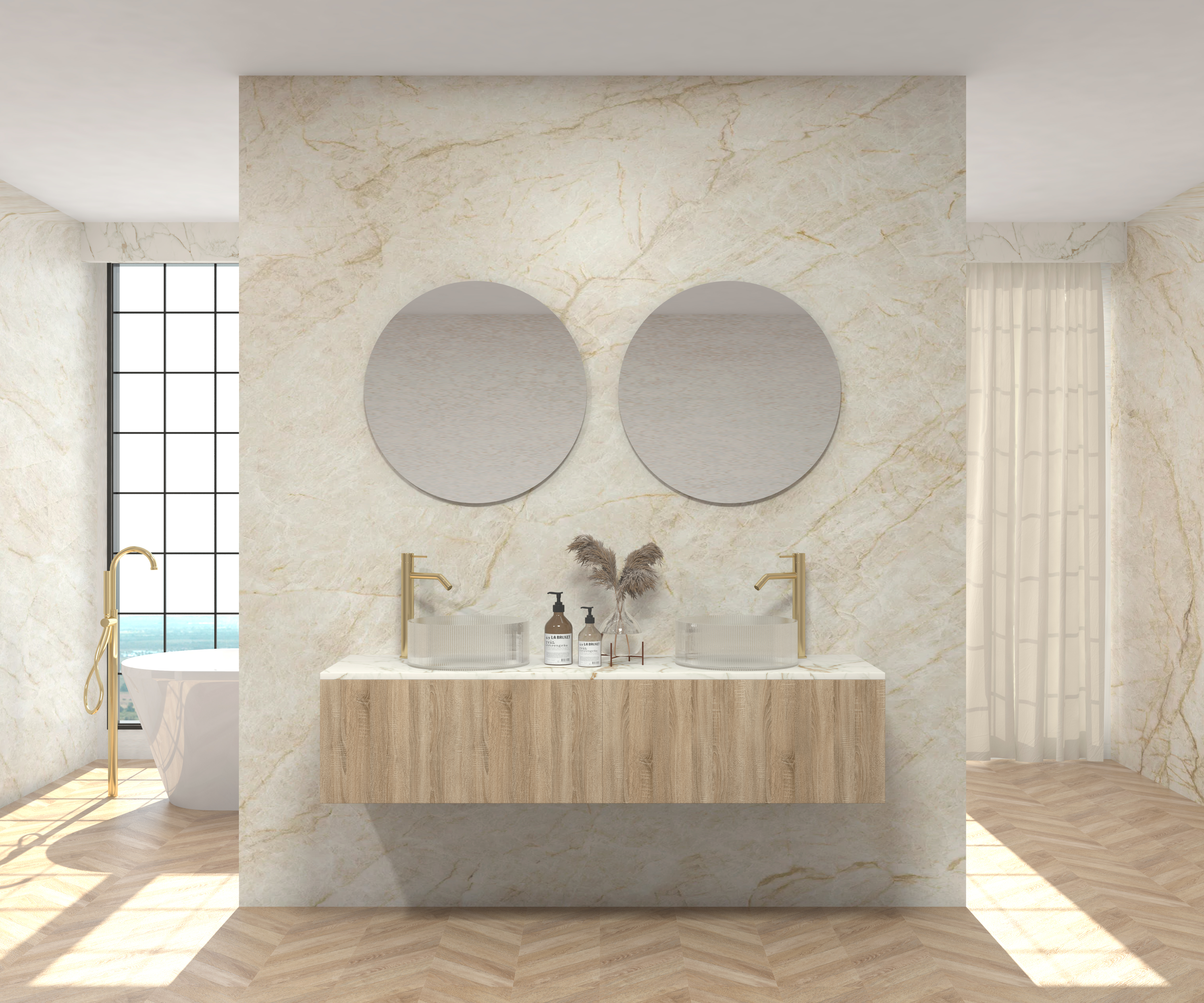Pack MONET + encimera Sapienstone + lavabo + espejo circular