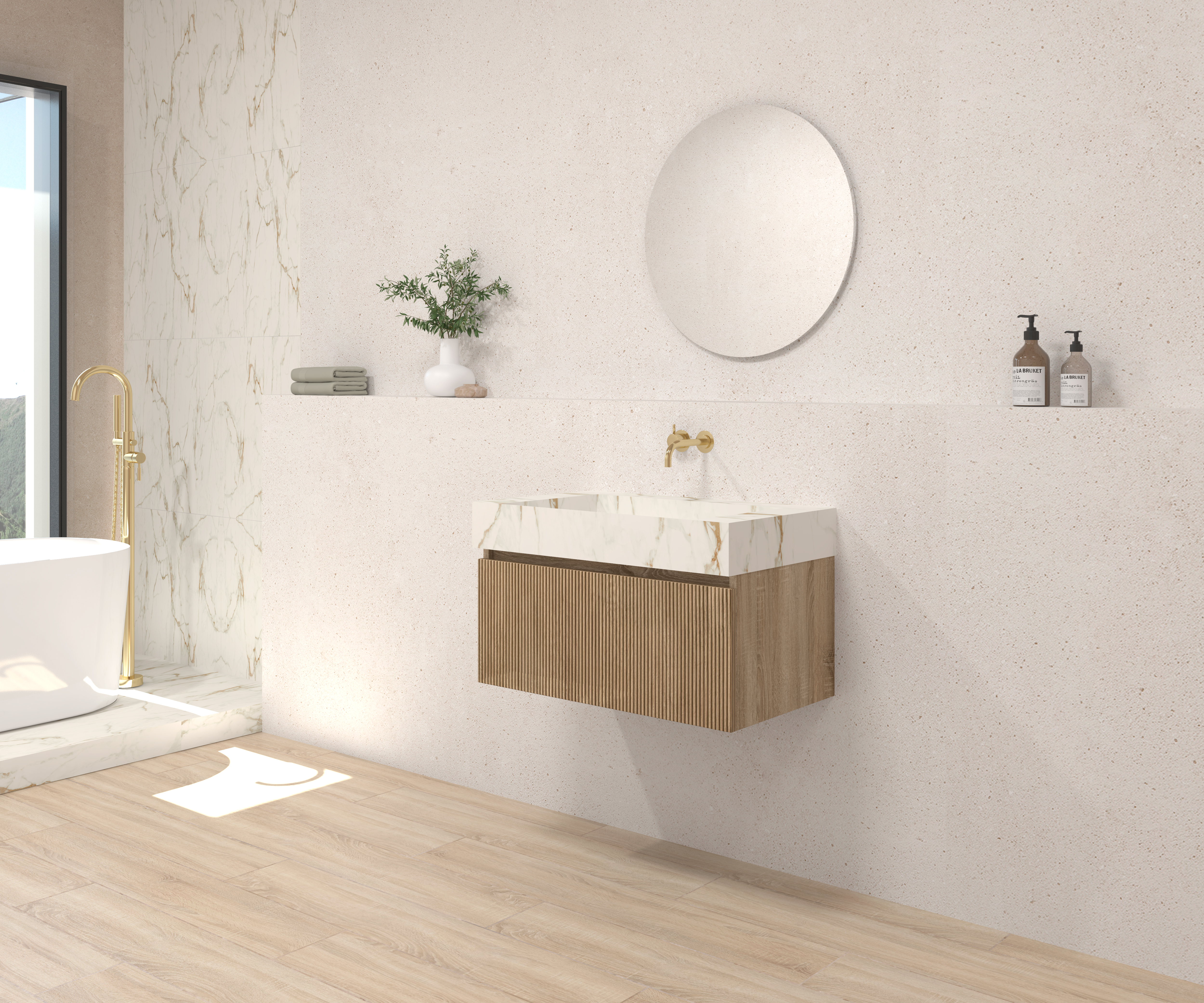 Pack DEBUSSY + lavabo Sapienston + espejo circular