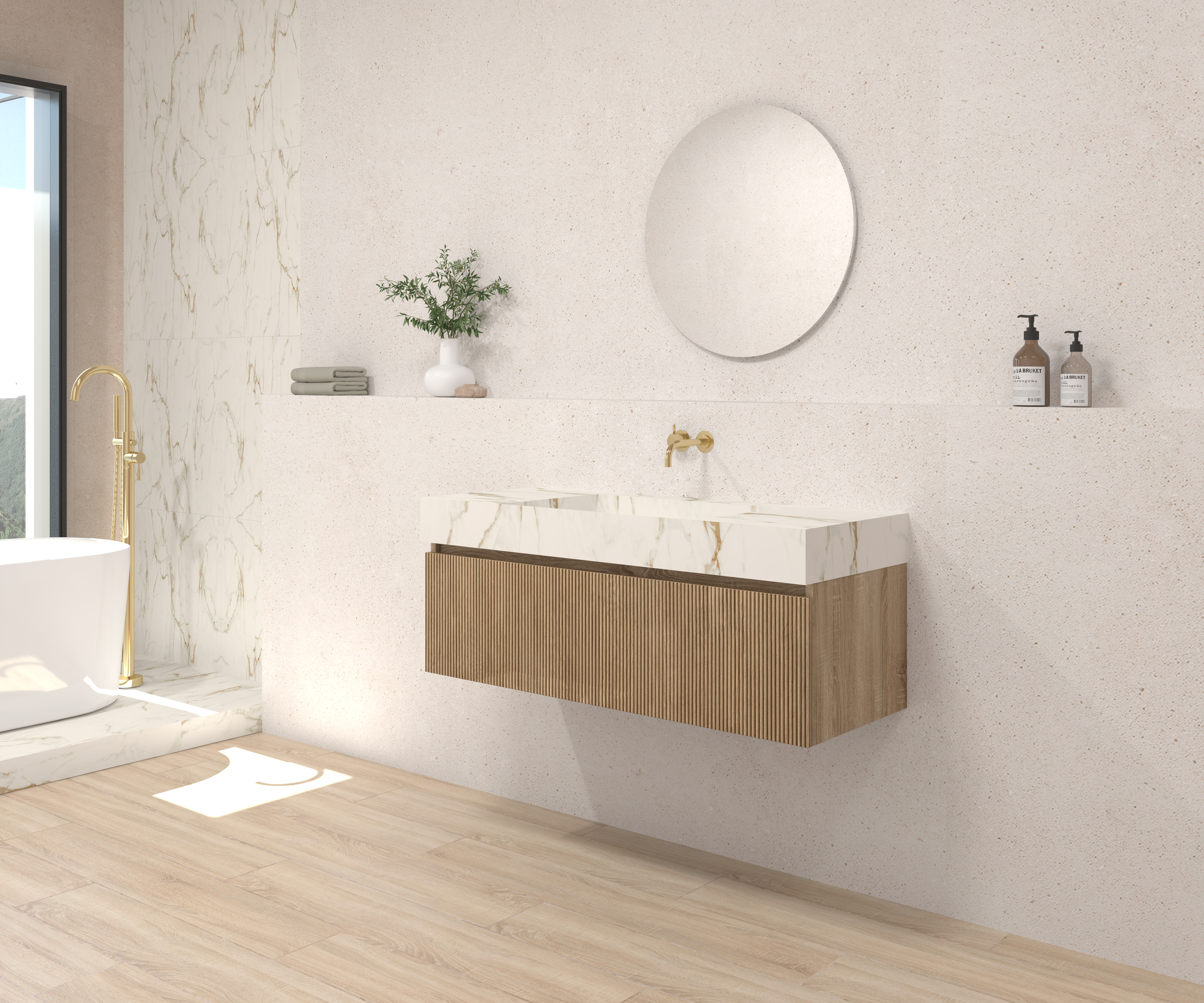 Pack DEBUSSY + lavabo Sapienston + espejo circular
