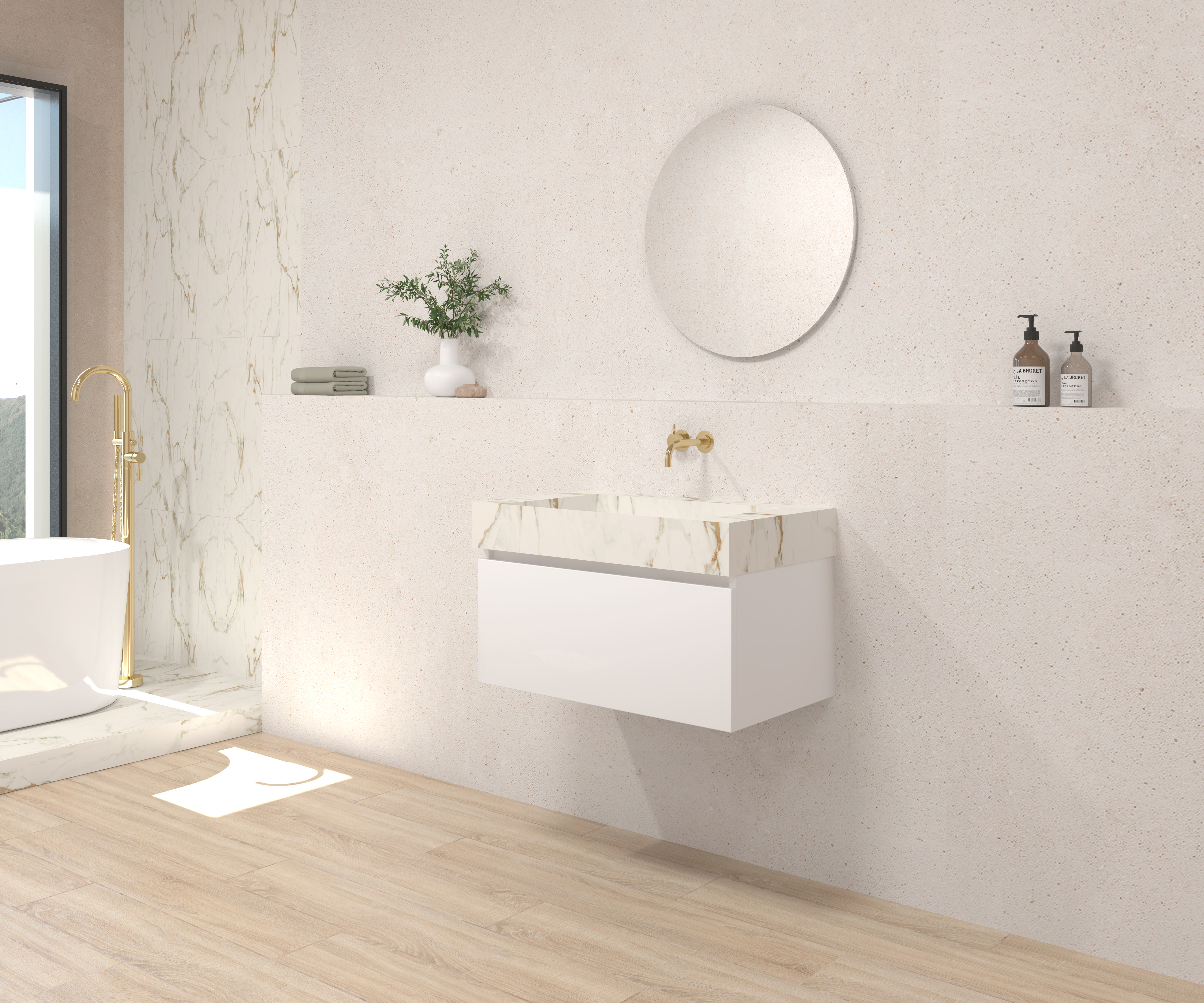 Pack DEBUSSY + lavabo Sapienston + espejo circular