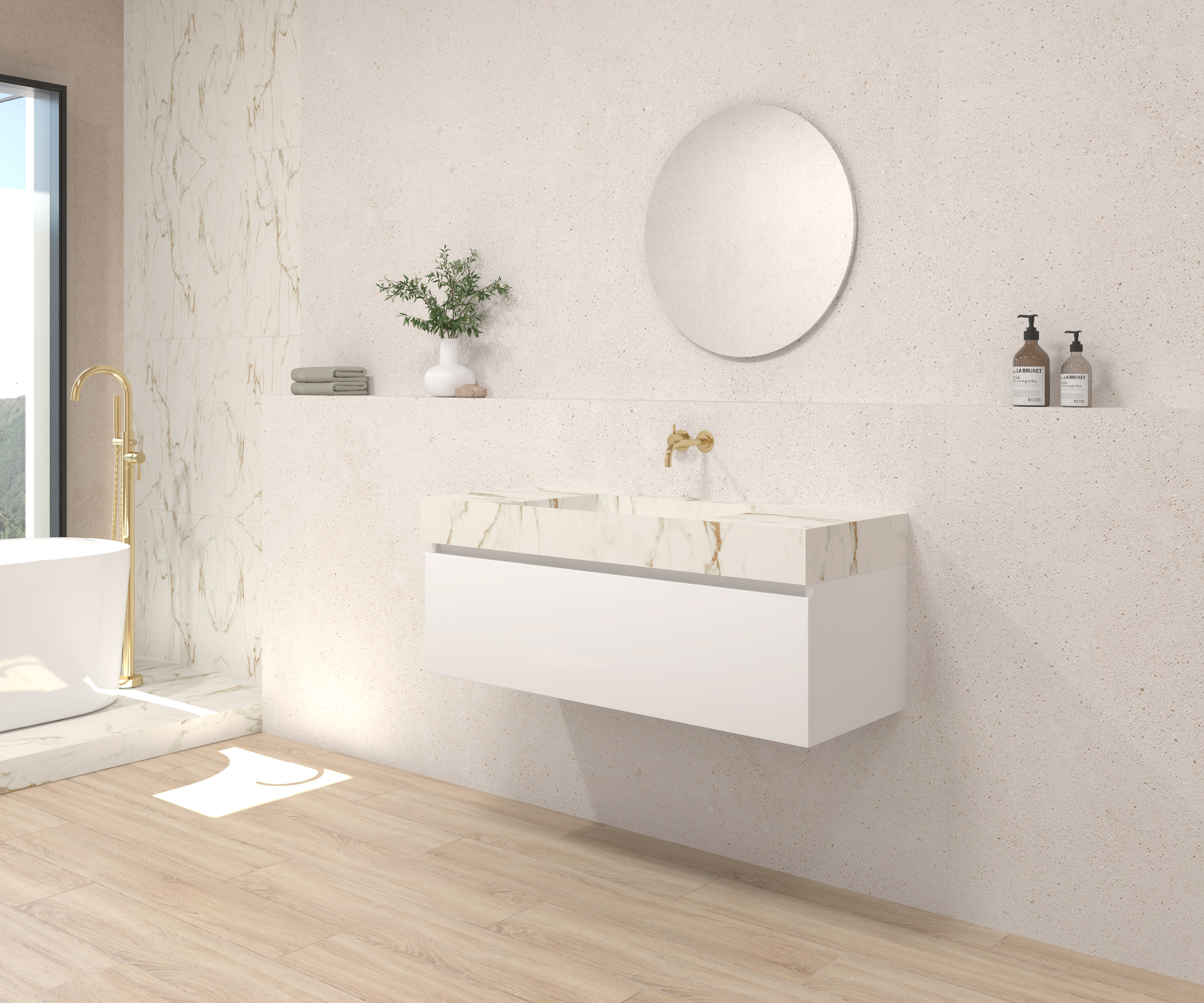 Pack DEBUSSY + lavabo Sapienston + espejo circular