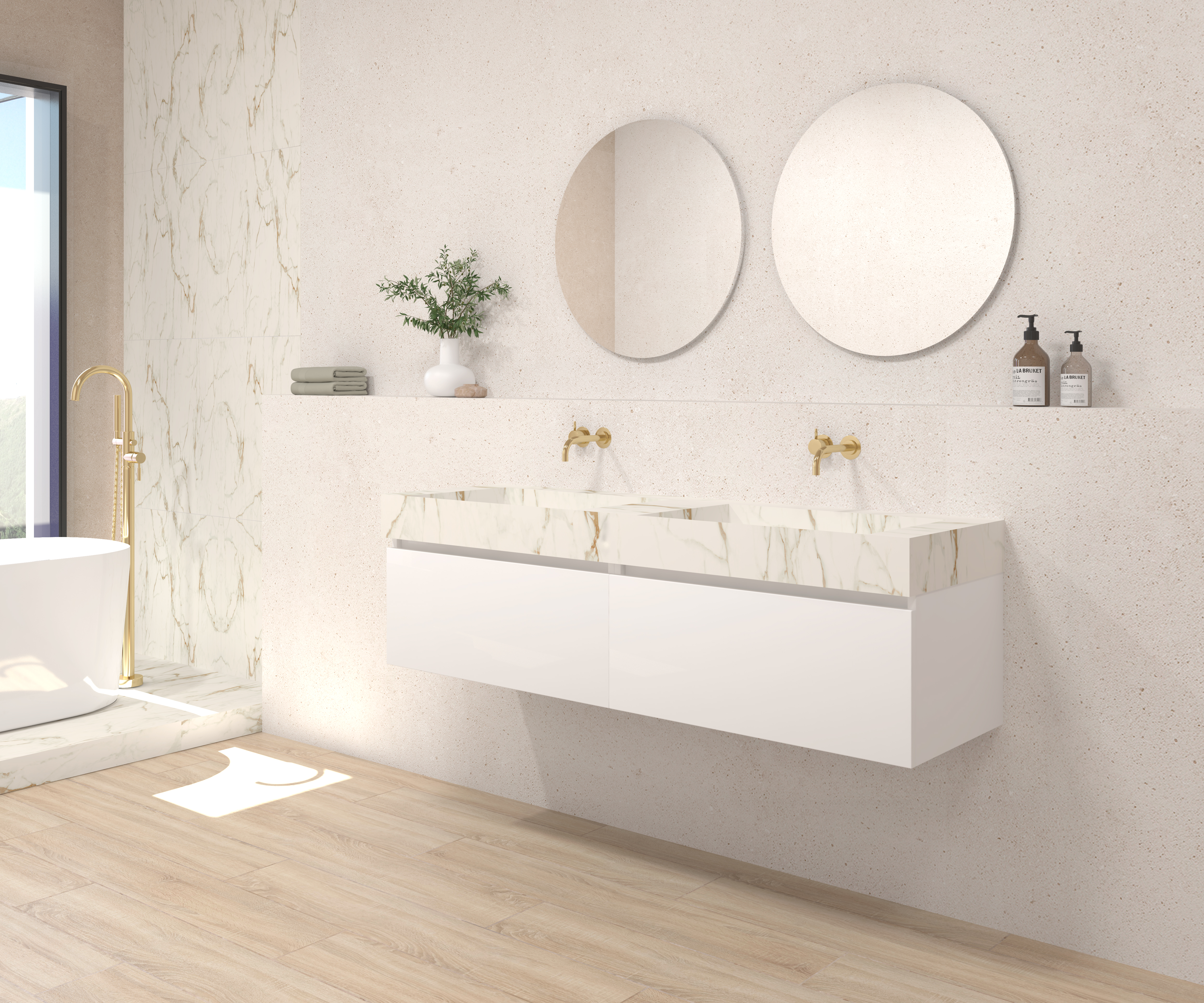 Pack DEBUSSY + lavabo Sapienston + espejo circular