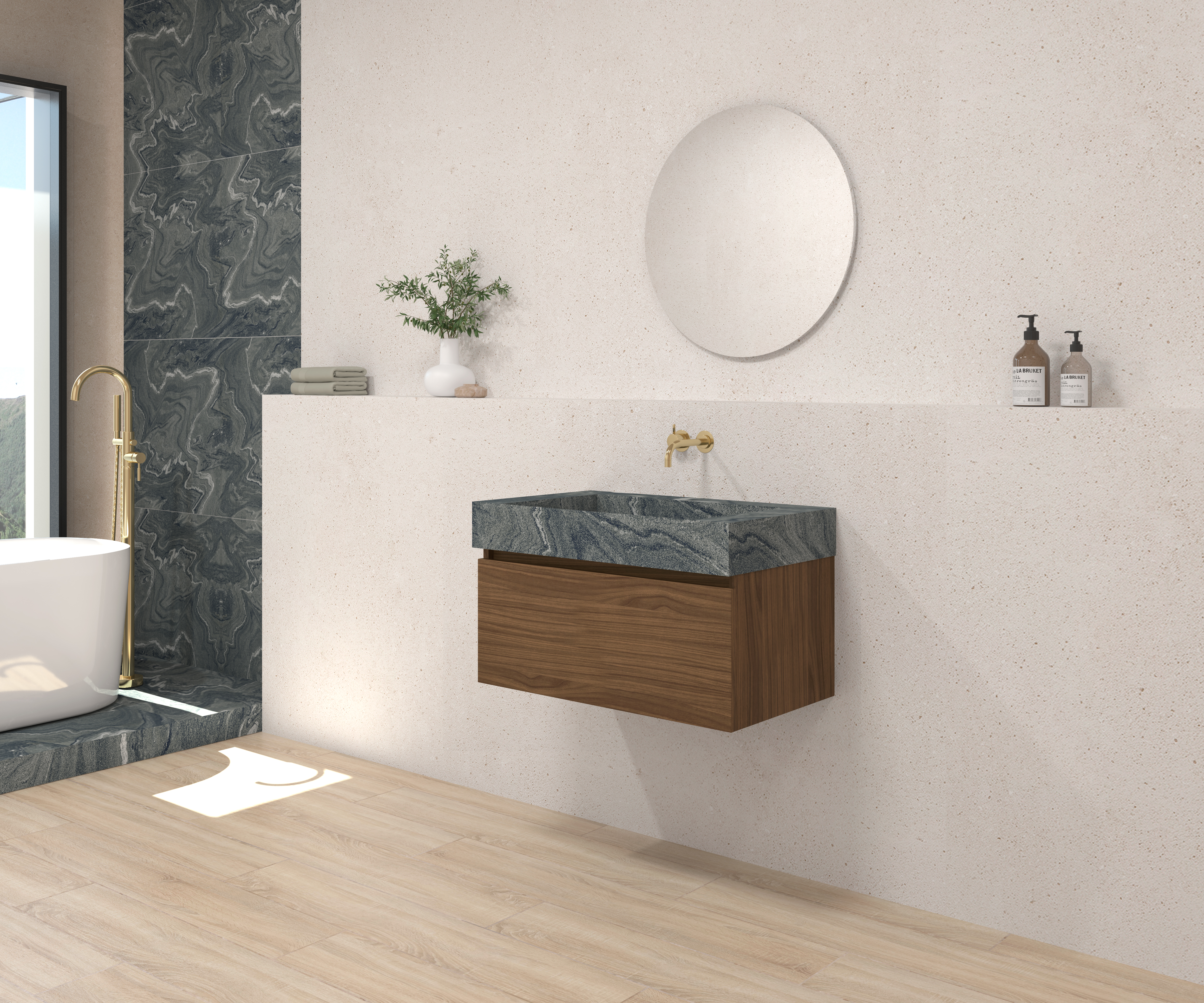 Pack DEBUSSY + lavabo Sapienston + espejo circular
