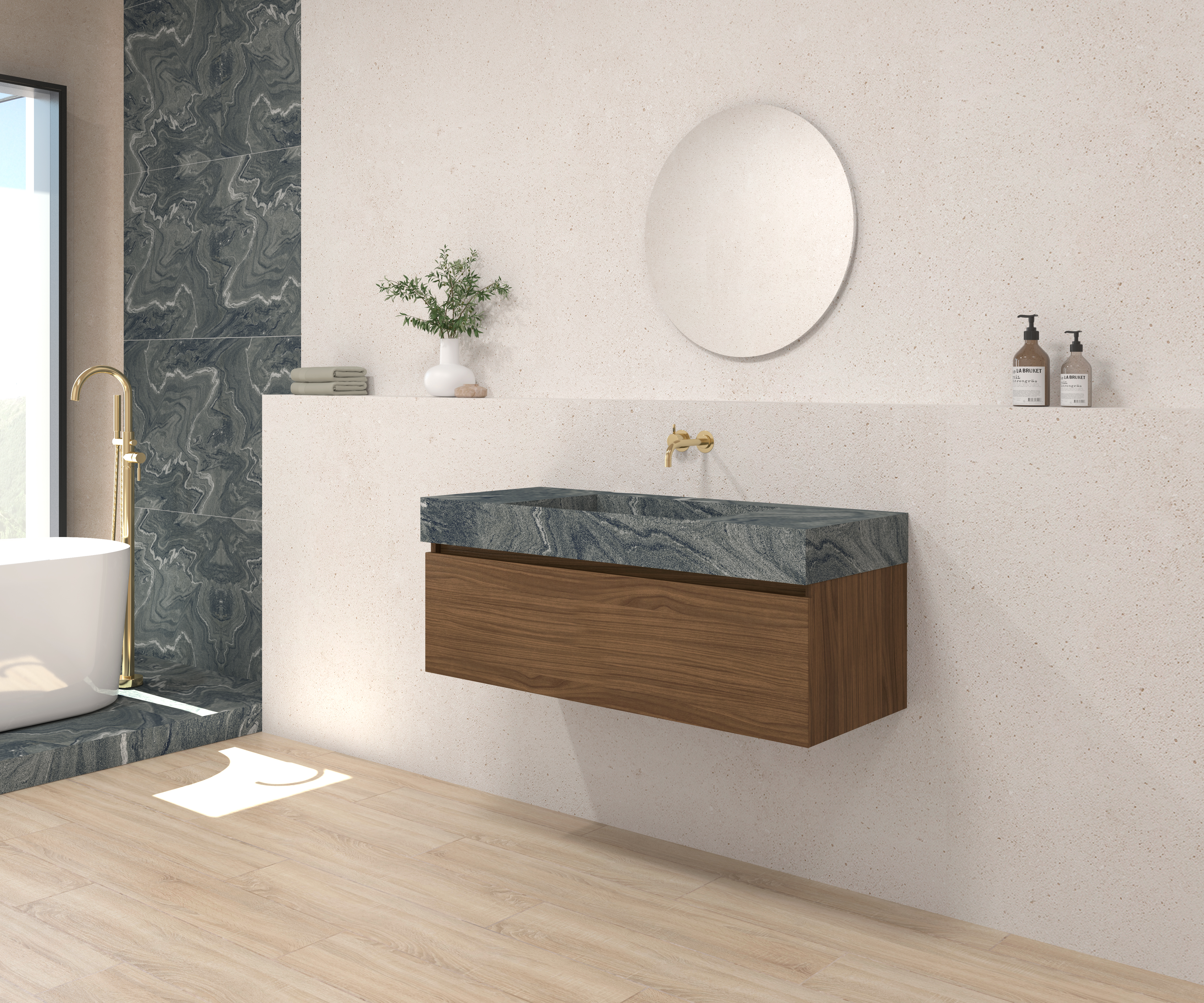 Pack DEBUSSY + lavabo Sapienston + espejo circular