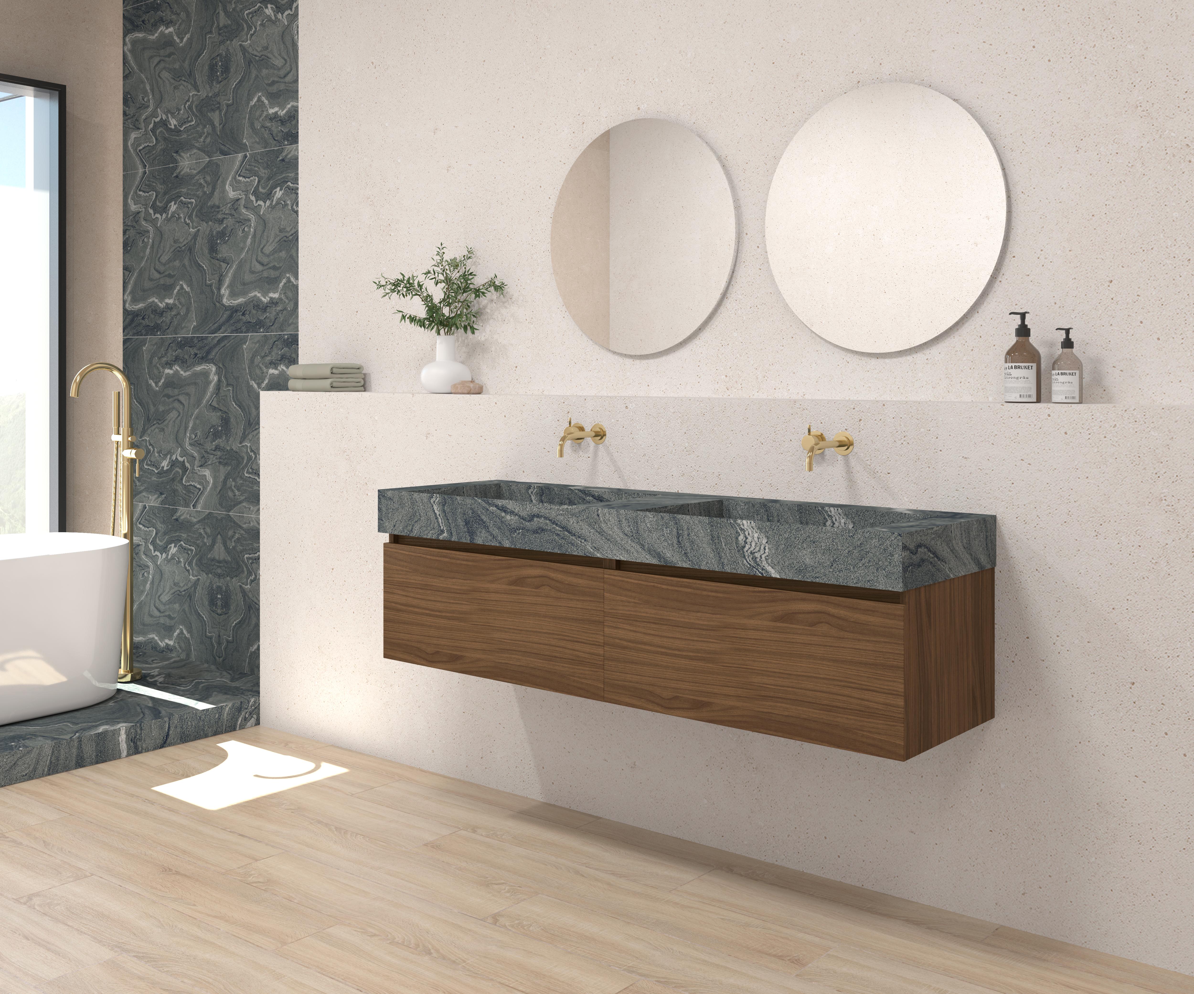 Pack DEBUSSY + lavabo Sapienston + espejo circular