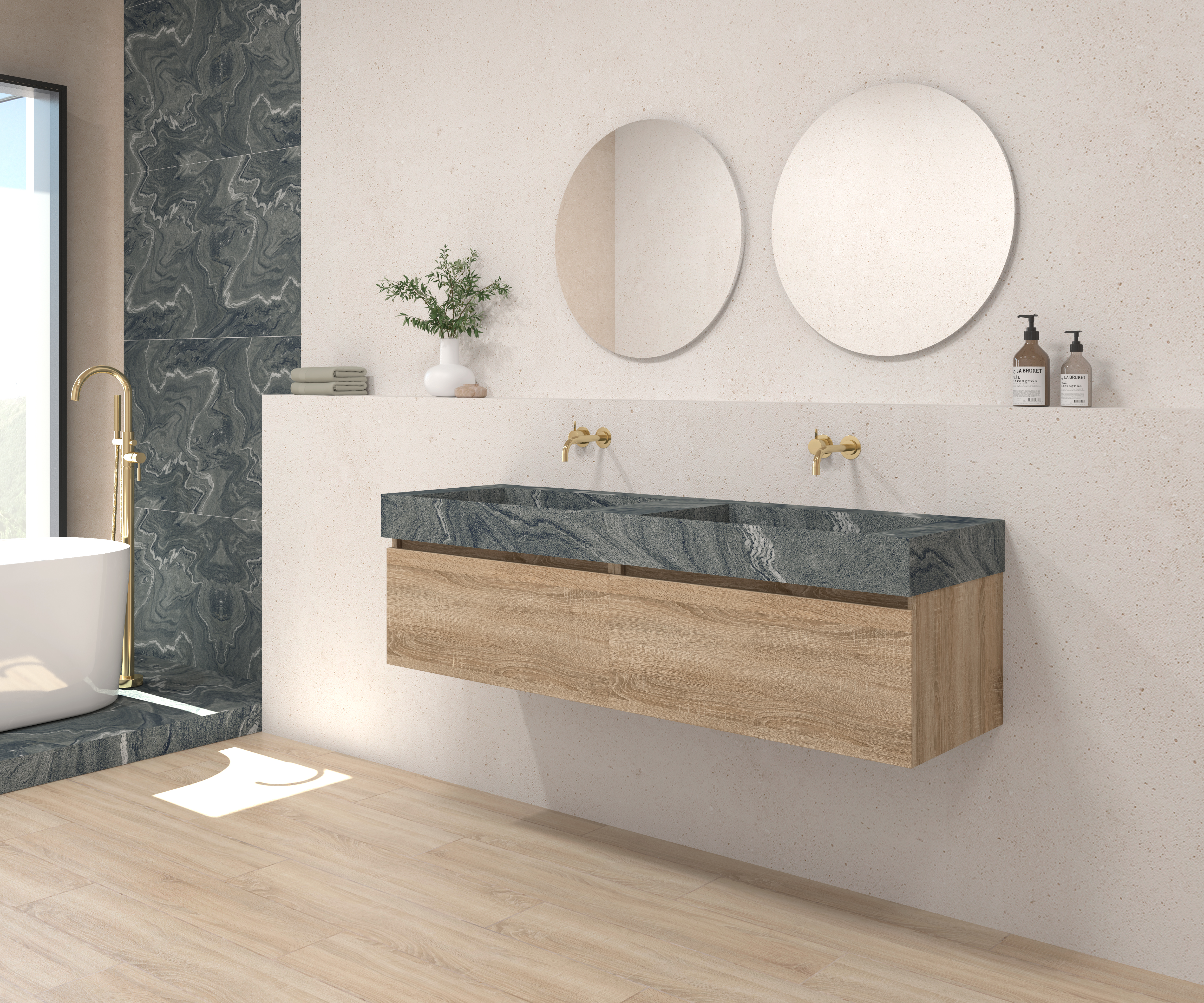 Pack DEBUSSY + lavabo Sapienston + espejo circular